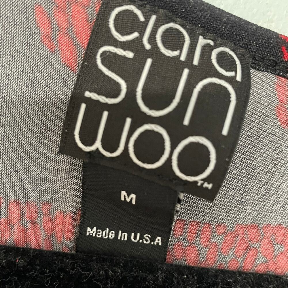 Clara Sun Woo Top Red Black Batwing Sleeves M - Picture 5 of 6